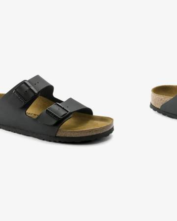 Birkenstock Arizona Birko-Flor nero con due cinturini regolabili